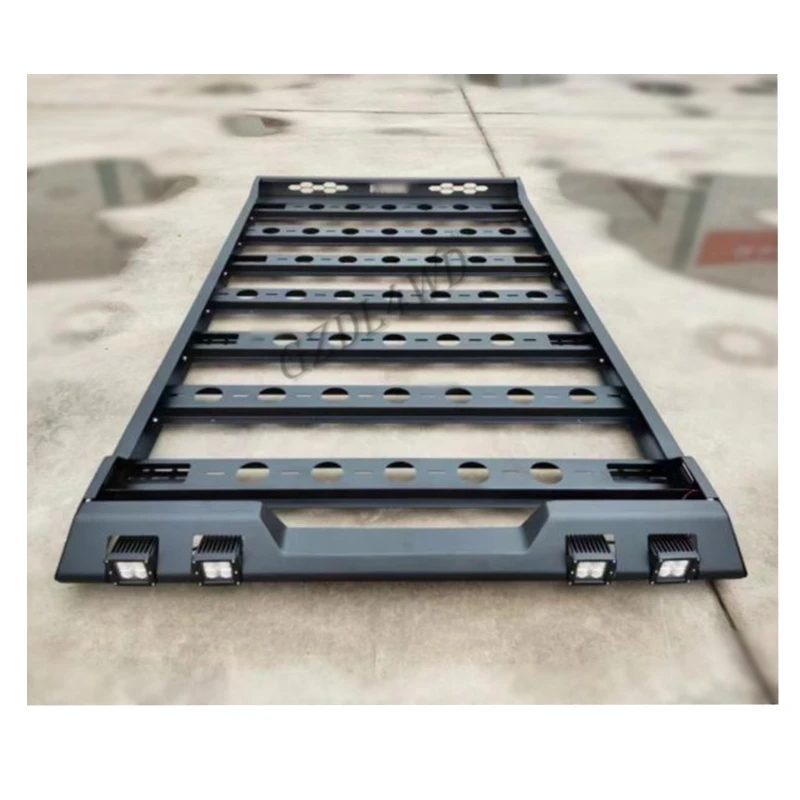 For Universal 4WD Steel Roof Rack LED Lights Powder Coating Black 100kg+ Capacity No Drill Mounting Land Cruiser 70/80/90/100 Se