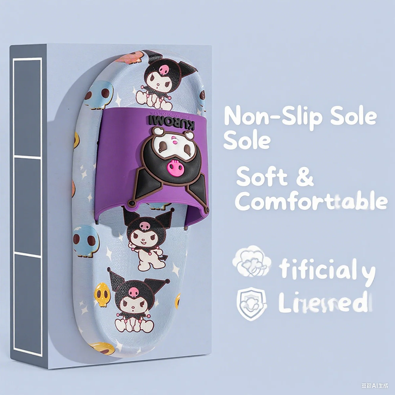 

Miniso SANRIO Kuromi/тапочки с героями мультфильмов для девочек и мальчиков, домашние нескользящие шлепанцы, уличные сандалии для детей, мягкие и удобные