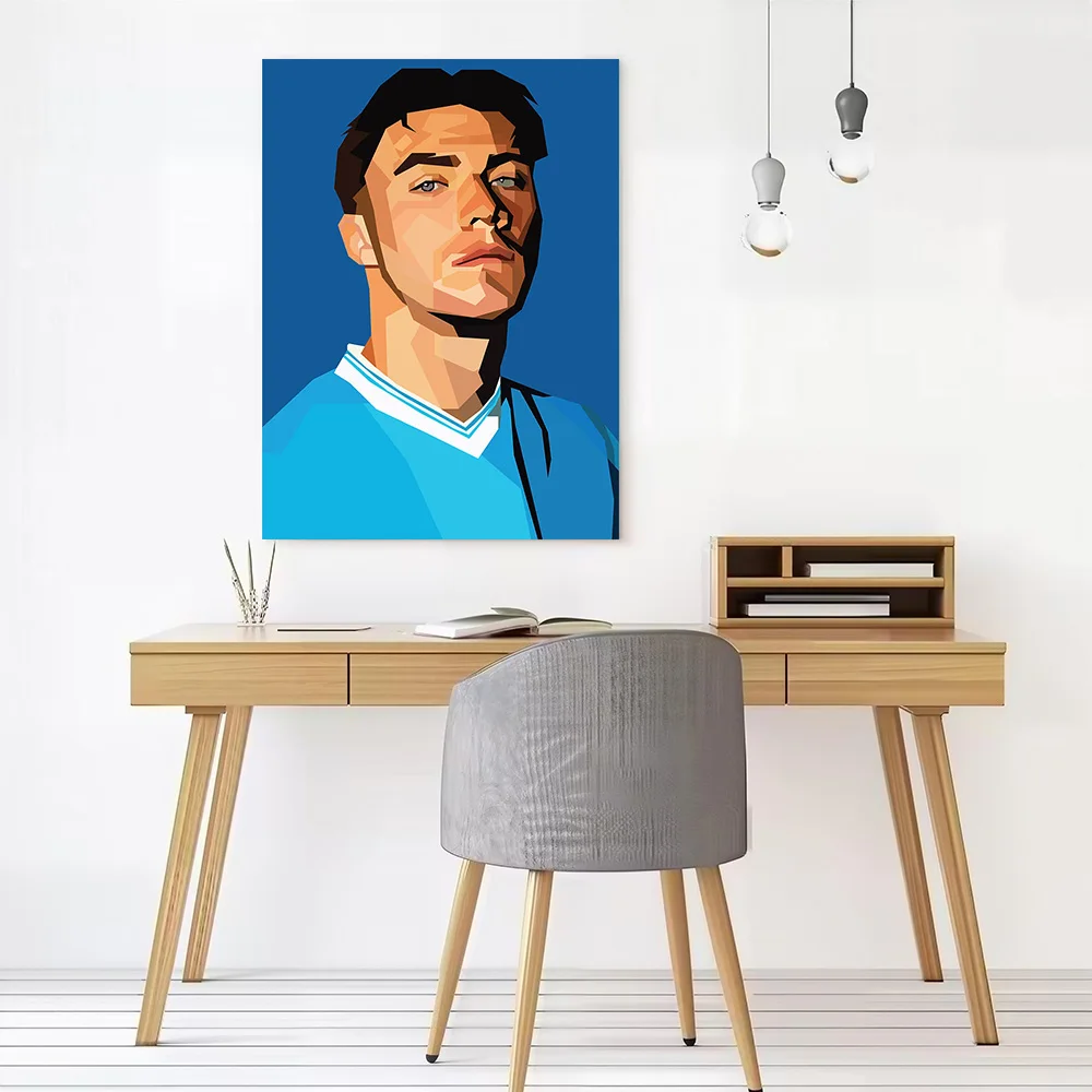 Geometric Portrait — Modern Football Striker Canvas Poster Wall Art Customizable High Quality Printed Picture for Decor Room