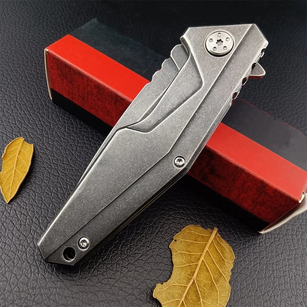 Hunting KS 1318 Folding Knife Outdoor Stonewashed 8Cr13Mov Blade 420 Steel Handle EDC Hiking Camping Knives Survival Pocket Tool