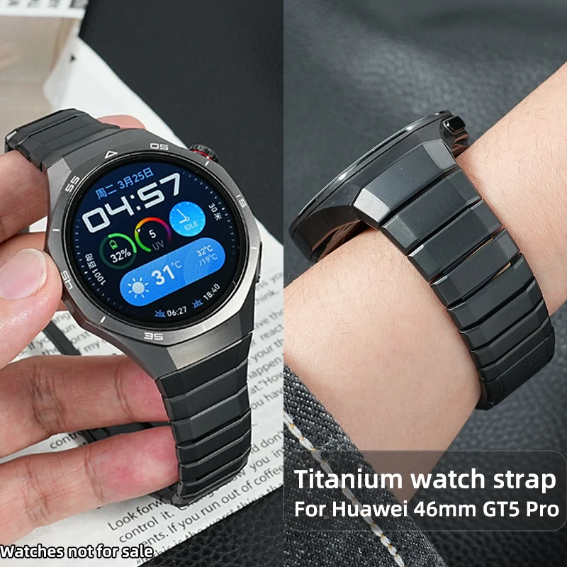High end curved end Titanium Strap No Gap for Huawei Watch GT 5 Pro 46mm press type quick release Light Watchband men's GT5 Pro