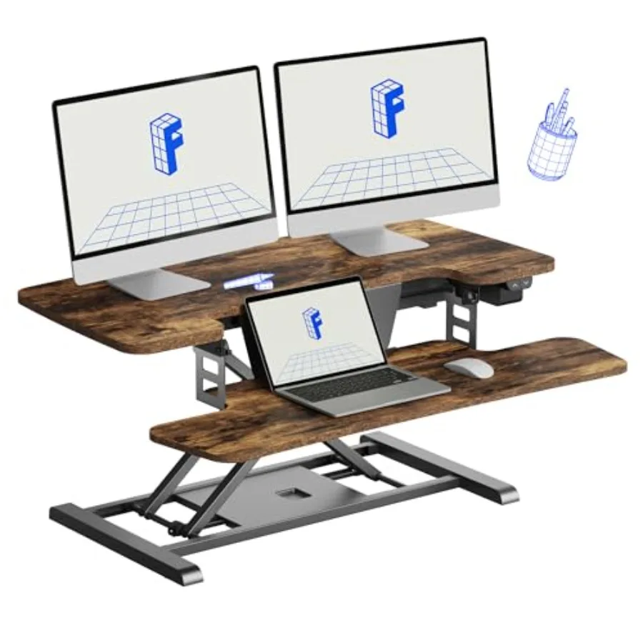 Electric Standing Desk Converter, Height Adjustable Motorized Desk Riser for Computer Monitors and Laptop Workstation, Color