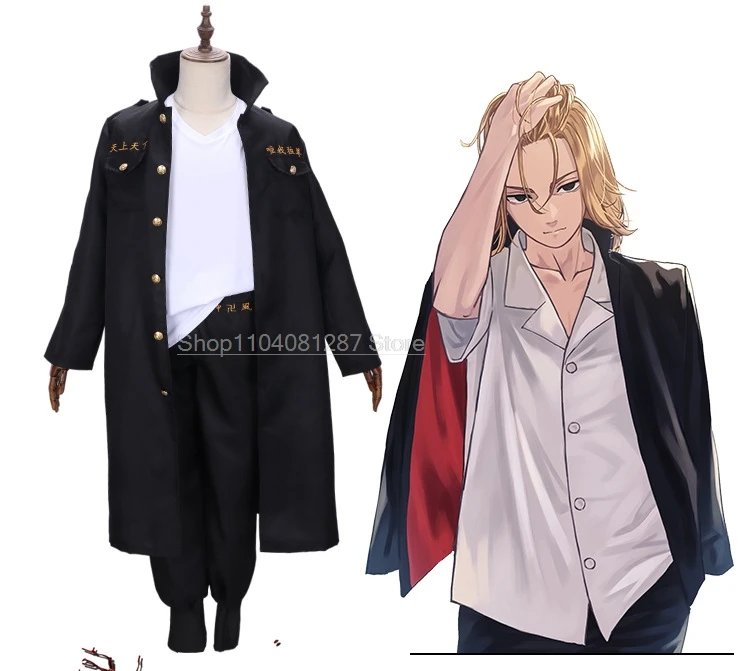 Anime Sano Manjiro Cosplay Costume Tokyo Revengers Manji Gang Mikey Ken Embroidery Jacket Cloak Uniform For Halloween Party