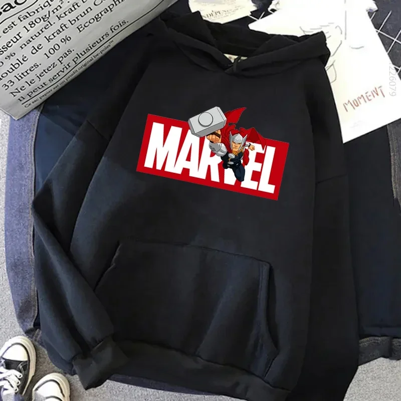 Disney Marvel Print Women Hoodies Hipster Black Spiderman Pullover Streetwear Autumn Harajuku Sweatshirt Top Clothing for Female