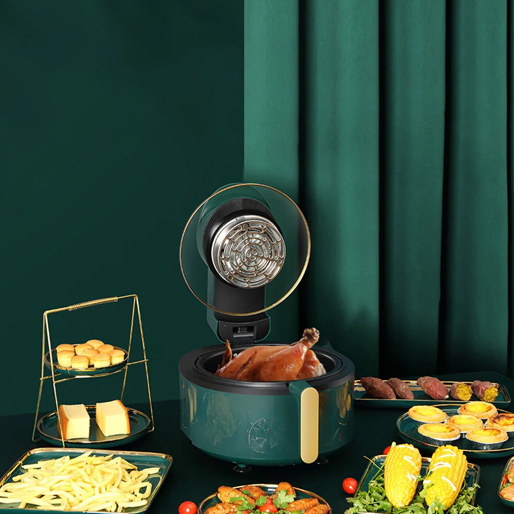 مقلاة كهربائية منزلية سعة 6 لتر، مقلاة عميقة ذكية، مقلاة هوائية للدجاج بدون زيت، طباخ بيتزا صحي خالٍ من الزيت