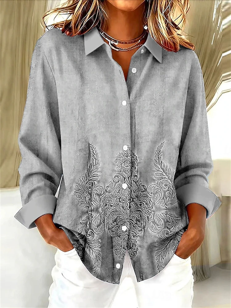 قميص مريح بأكمام طويلة مناسب للسيدات لعام 2025، تصميم بياقة سفلية، قميص كاجوال مناسب للتنفس، قميص خارجي غير رسمي