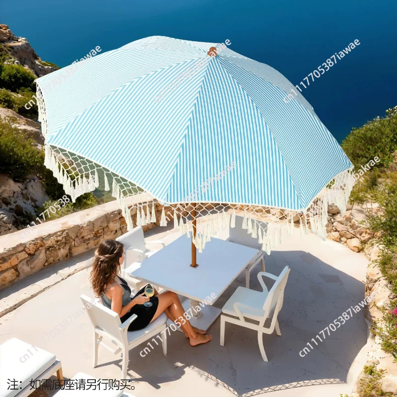 Seaside vacation beach umbrella courtyardtriangular lace fringed umbrella sun umbrella swimming pool sun