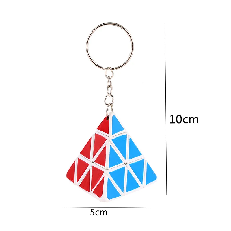 5Pcs Kids Puzzle Toys Triangle Magic Cube 5x5 Third-order Magic Cube 3D Three-dimensional Pyramid Magic Cube Keychain Pendant