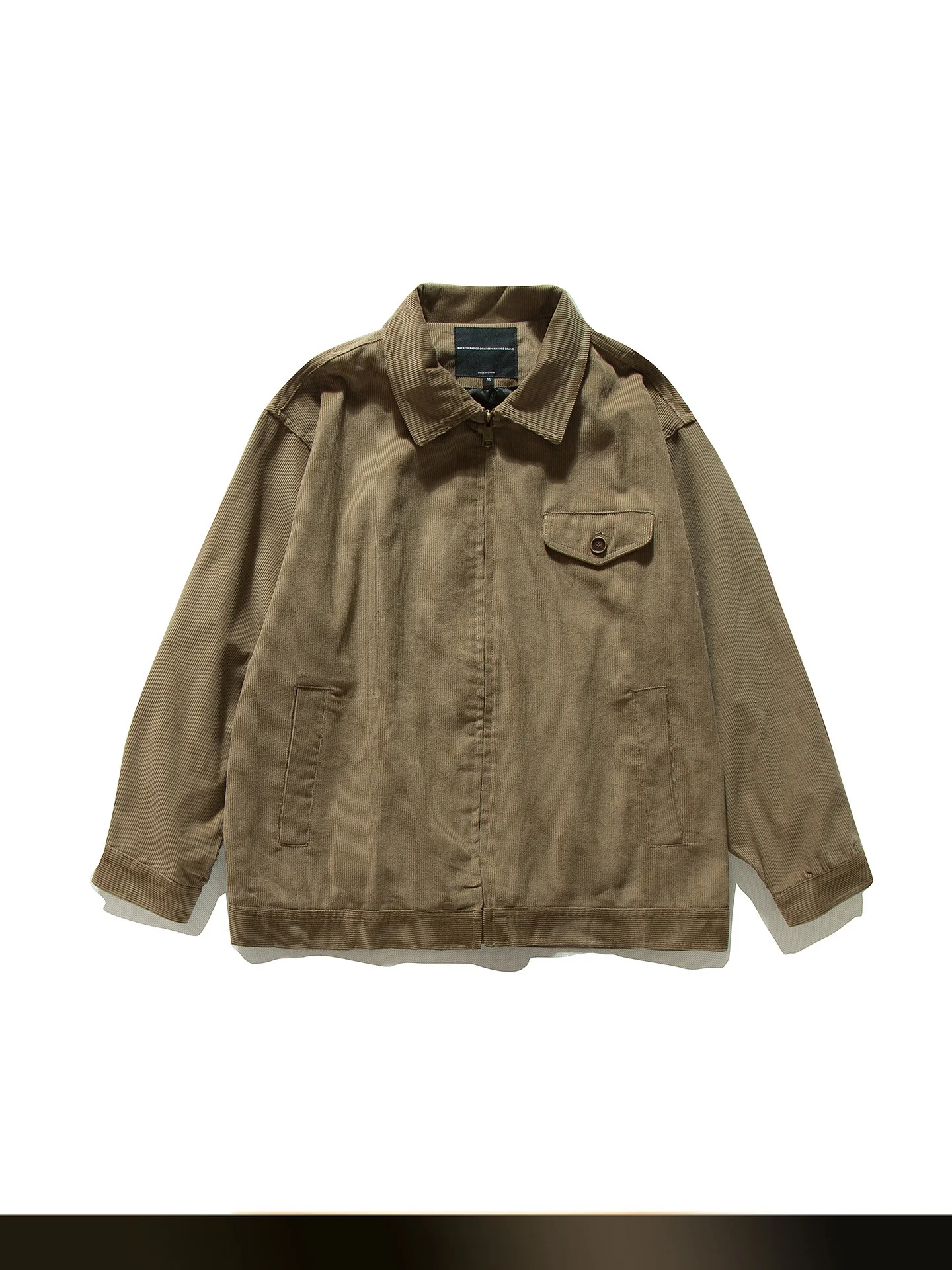 

Retro Sle Loose Fit Casual Corduroy Workwear Jaet Turn-down Collar Harlington Coat Youthful Trend Cotton Long Sve Zipper