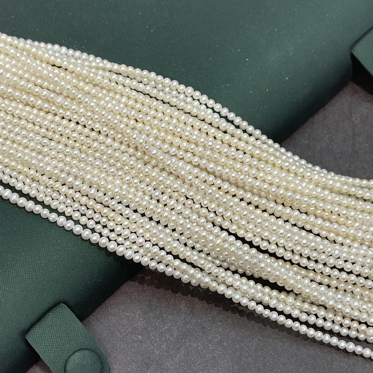 Size 2-3mm Natural Freshwater Pearl White Round Punched Beads Women Jewelry Making DIY Necklace Bracelet Earrings Accessory