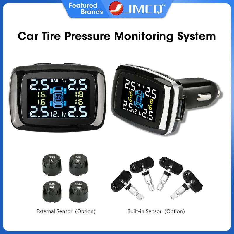 Car TPMS Tire Pressure Monitoring System Sensors Cigarette Lighter with USB Port Tpms Control System Auto Security Alarm