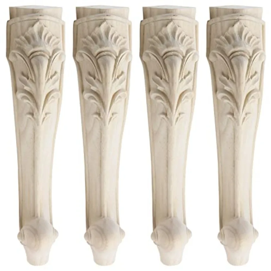 

11.8" Wooden Furniture Legs Unfinished Sofa Feet Replacement Decorative Cabinet Feet Couch Wardrobe Legs Pack of 4