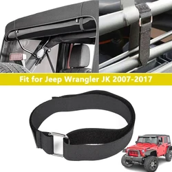 2pcs/Set Car Soft Top Snap Tie Down Rear Window Roll Up Strap for Jeep Wrangler JK 2007-2017 Tie Rope Interior Accessories Black