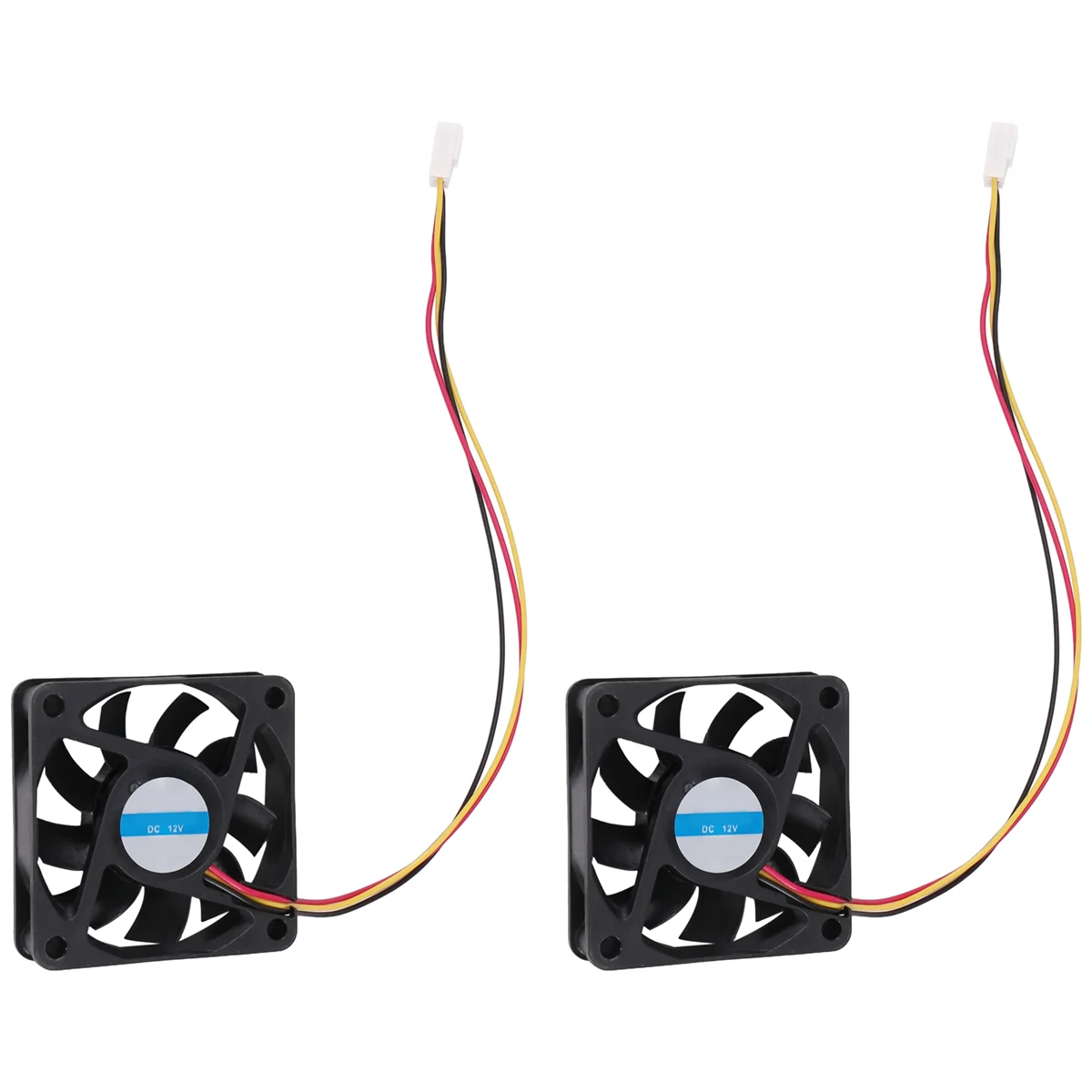 60Mm 6Cm DC 12V 3 Pin Computer Case CPU Cooler Cooling Fan Black 2 Pcs