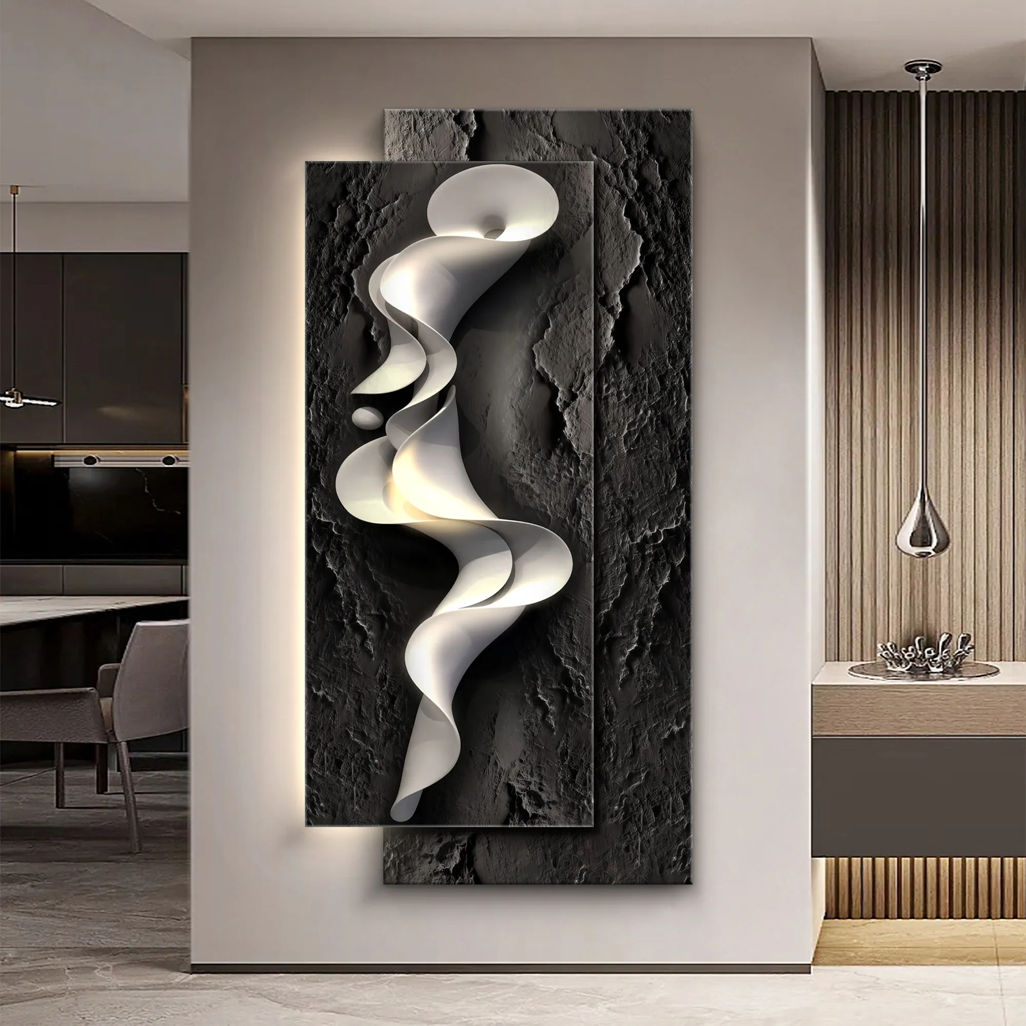 Entrance Foyer Decoration Painting Double-layer Overlay Wall Decoration Painting Light Luxury High-end LED Luminous Painting