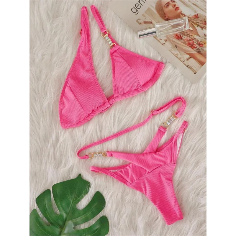 

Сексуальное бикини с кристаллами и стразами, с полосками и бретелями, роскошный купальник из двух частей.