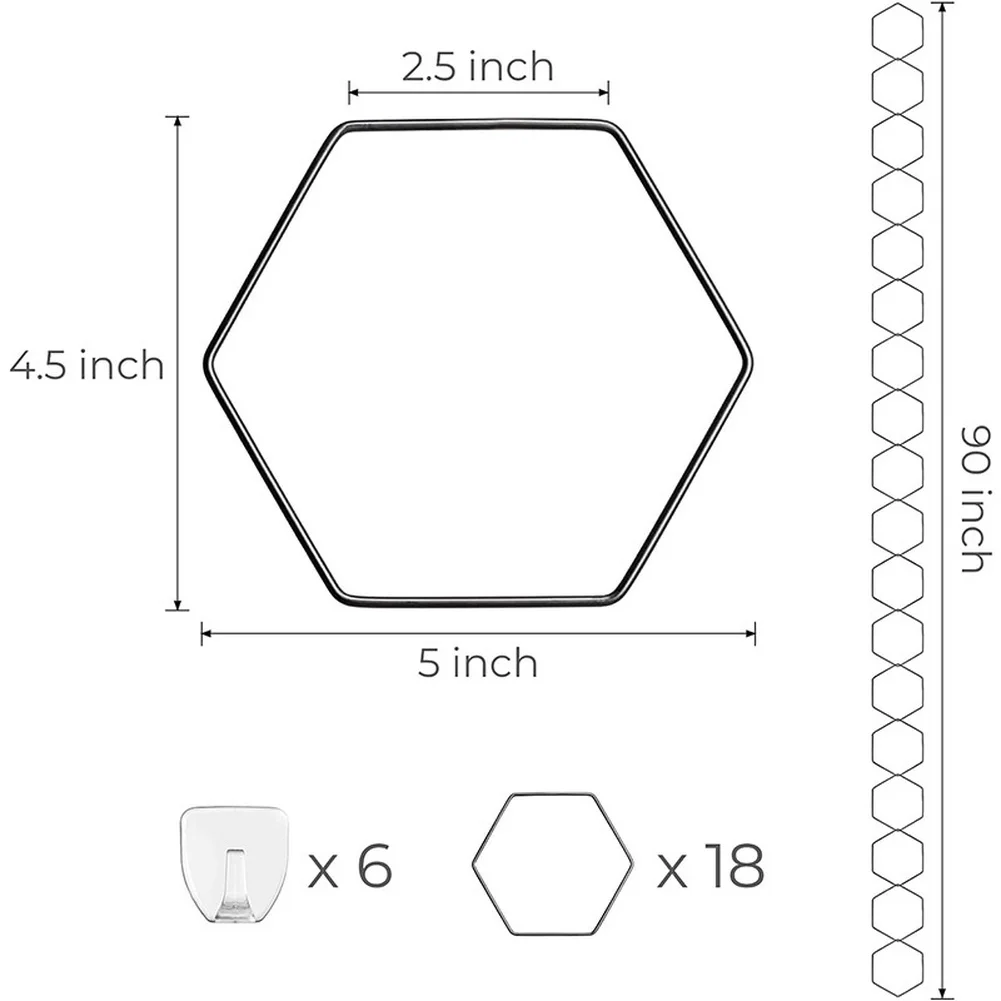 1set Hexagon Ring Plant Support Stand With Wall Hooks Heavy Duty Plant Trellis Kit Climbing Chain Lattice DIY Garden Decor