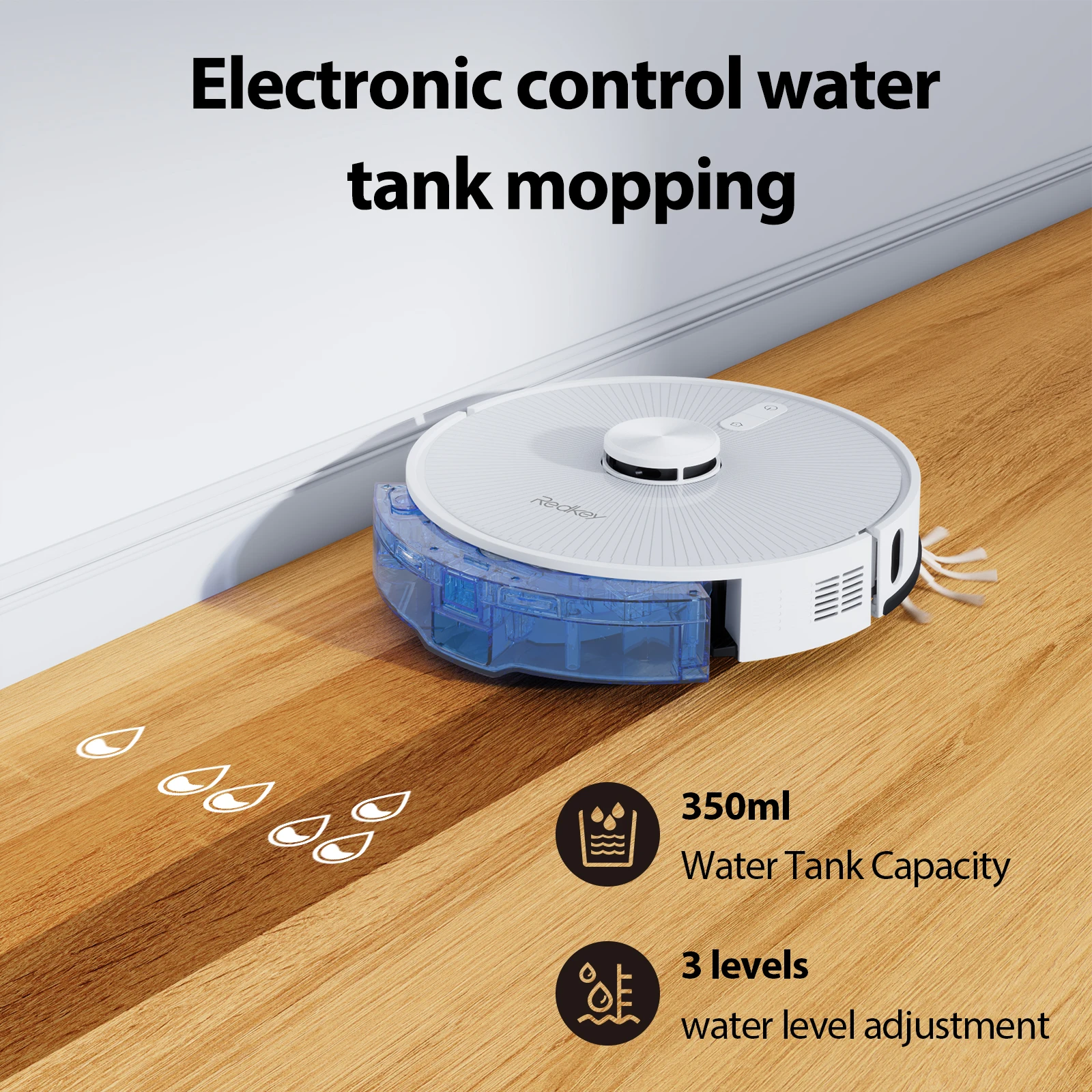 Redkey R10 Vacuum & Mop 2-in-1 Robot Vacuum Cleaner LDS 4000pa Auto Dust Collector 4L Dust Bag Capacity 18mm Obstacle Climbing