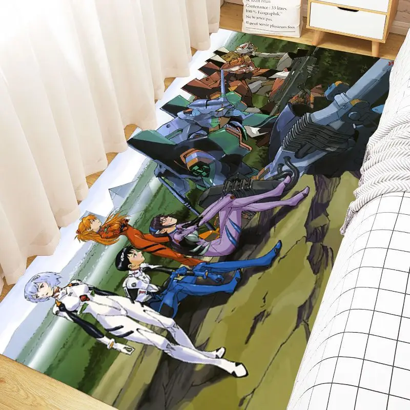 EVANGELION Cartoon Anime Surrounding Asuka Ayanami Rei EVA Mecha Living Room Bedroom Bedside Velvet Carpet Door Decoration Mat