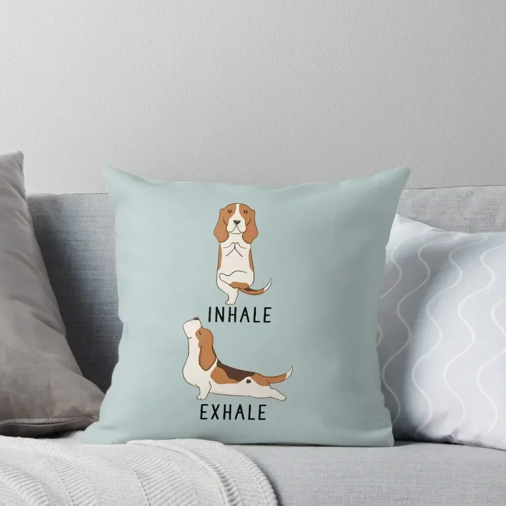 

Inhale Exhale Basset Hound Yoga Throw Pillow Luxury Pillow Case Sofa Covers For Living Room pillow