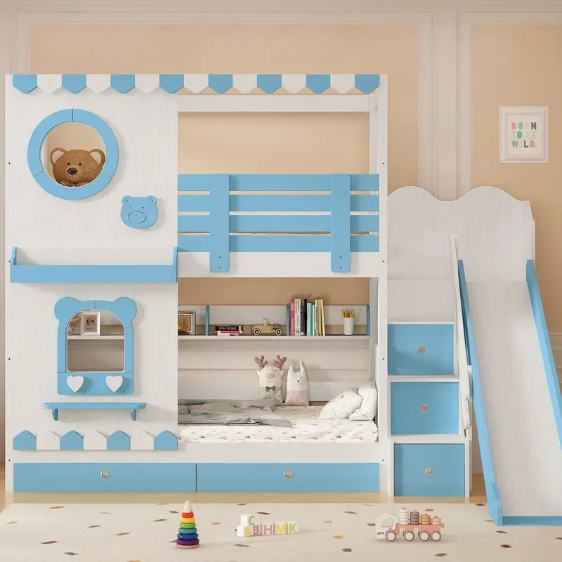 Space Saving Twin Over Twin Bunk Bed with High Safety Rails Solid Wood Frame Sturdy Ladder for Kids Bedroom Small Apartment