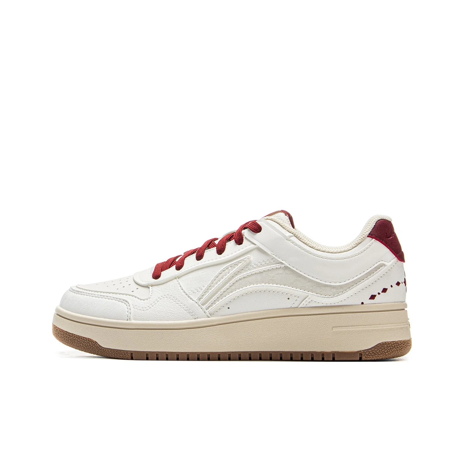Li Ning Tianji Slip Resistant Cushioning Abrasion Resistant Lightweight Low top Skateboard Shoes Women's White Red AGCV090-4