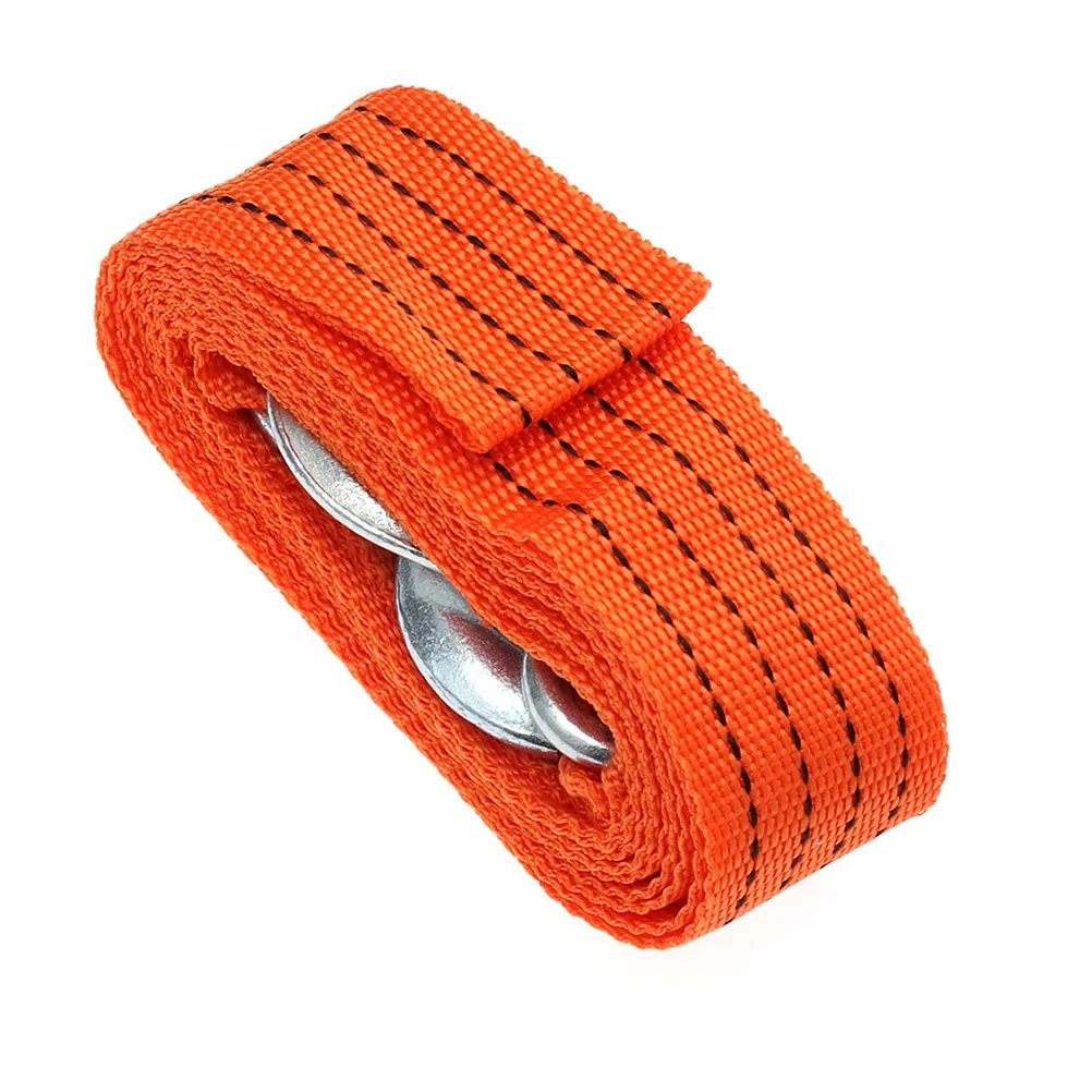 

4 Meters 3 Ton Car Trailer Fluorescent Sturdy Winch Rope Forged Iron Hooks Outdoor Durable Nylon Tow Rope Vibrations