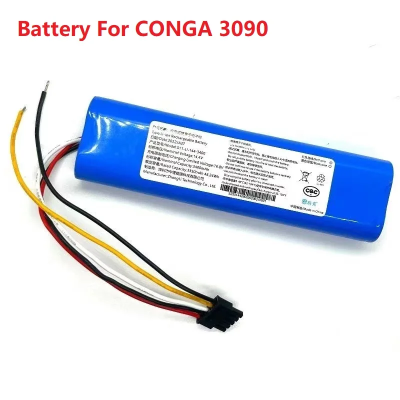 New 14.4 2800mAh Battery For CONGA 3090 3091 3092 1690 1890 2090 2290 Robot Vacuum Cleaner Part