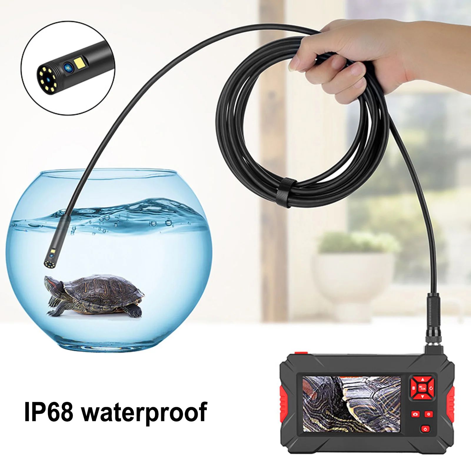 المنظار 8 مللي متر عدسة مزدوجة المنظار الصناعي مع شاشة 4.3in 1080P LCD 9 أضواء لفحص خطوط الأنابيب المنظار