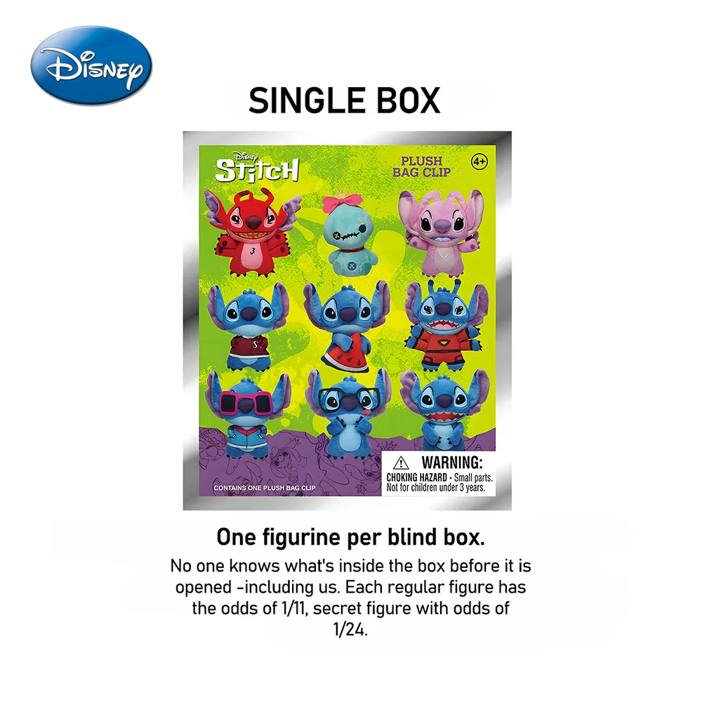 1 szt. Oficjalnie Licencjonowany Disney Stitch Angel Pluszowy Brelok w Torebeczce Niespodziance, Uroczy Kreskówkowy Breloczek, Prezent na Boże Narodzenie, Nowy Rok i Święta