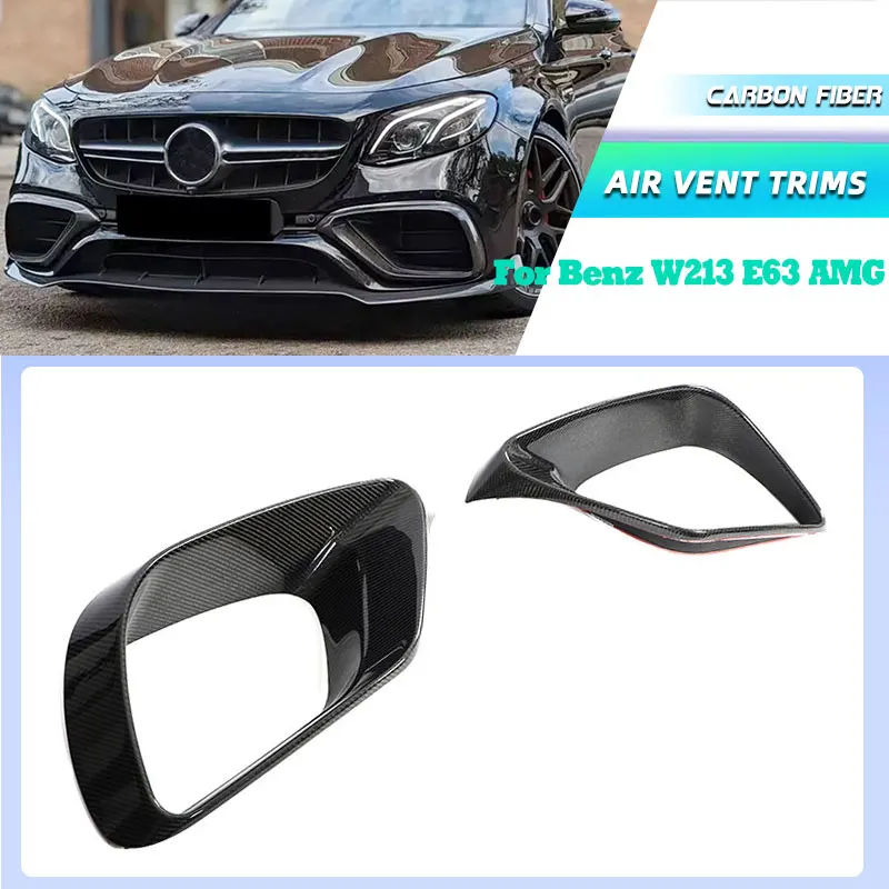 

Передний бампер из углеродного волокна автомобиля, накладки на вентиляционное отверстие для Mercedes Benz W213 E63 AMG 2016-2020, гоночные передние противотуманные фары, плавники, обвесы