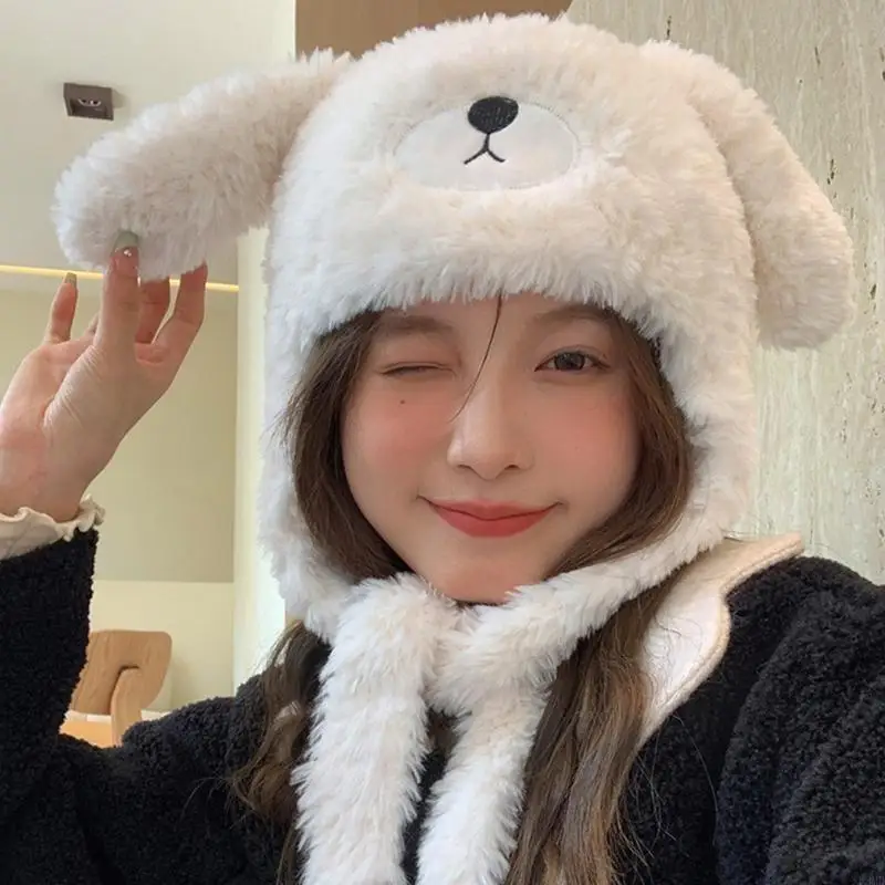 Winter Warme Beer Oor Hoed Cartoon Beanie Cap Outdoor Activiteit Motorkap Hoofdwarmer F3MD