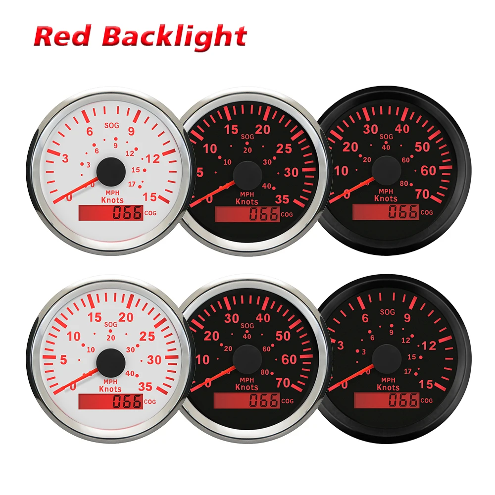 Rhaxel Universal 85mm GPS Speedometer 15Knots 17MPH 35Knots 40MPH 70Knots 80MPH for Boats Yachts Vessels With Red Backlight
