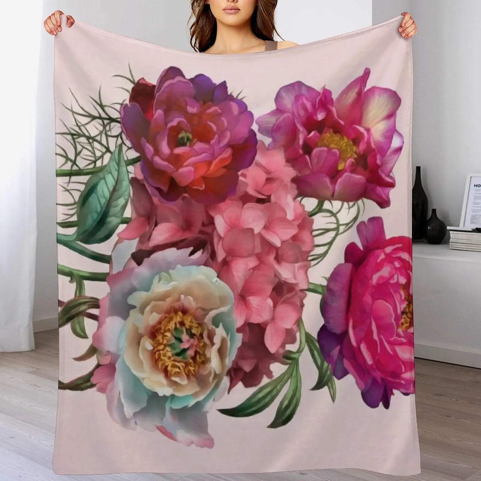 Flower Garden Throw Blanket Thin Soft Blanket for Summer Night Sleeping