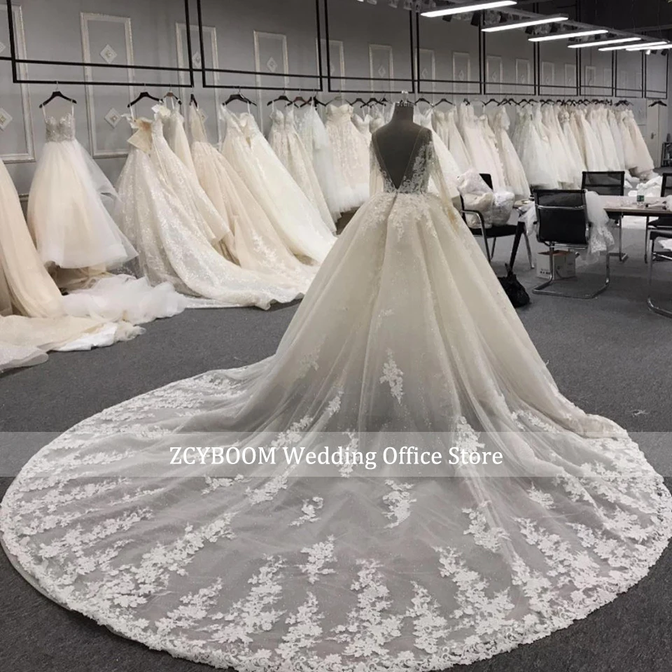 Customized Exquisite Lace Embroidery O-Neck Ball Gown Wedding Dress 2026 Glitter Beaded Princess Bridal Gowns Vestido De Noiva