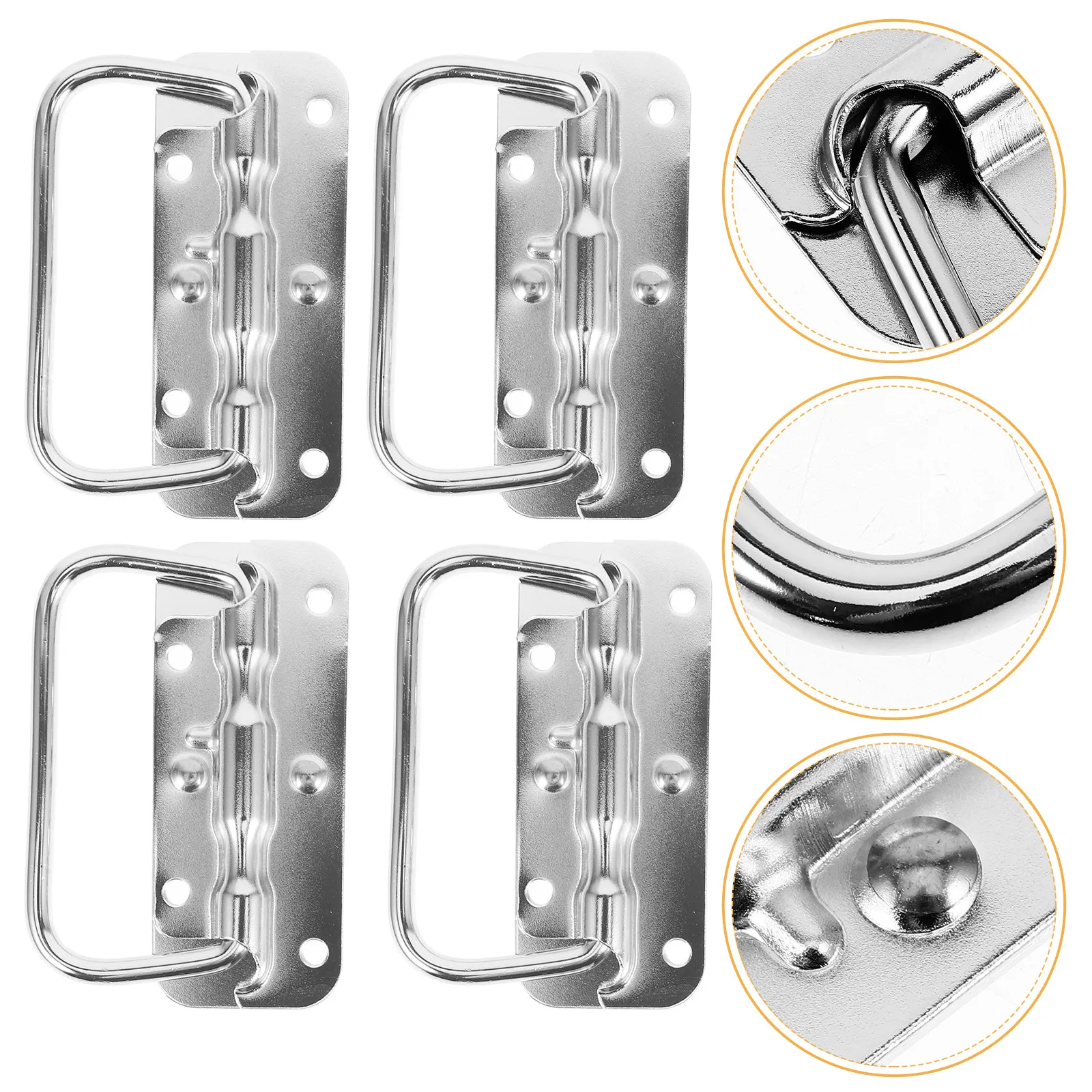 

4Pcs Stainless Steel Spring Loaded Handle Heavy Duty Foldable Mount Case Toolbox Chest Handle Replacement Metal Handles