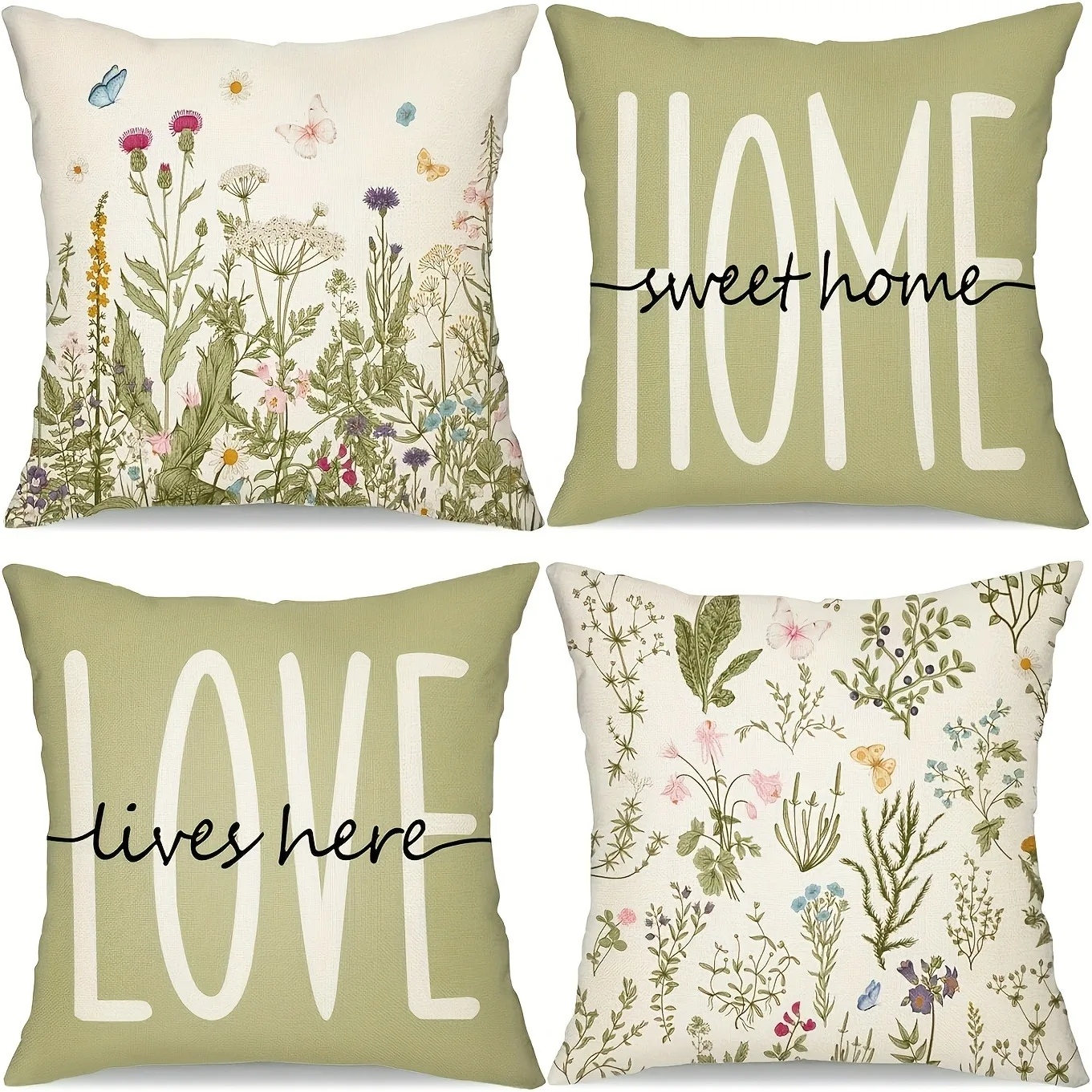 

Greenery and Floral Warm Home PillowcaseBedroom Living Room Sofa Home Decor Polyester Cushion Cover with Zipper