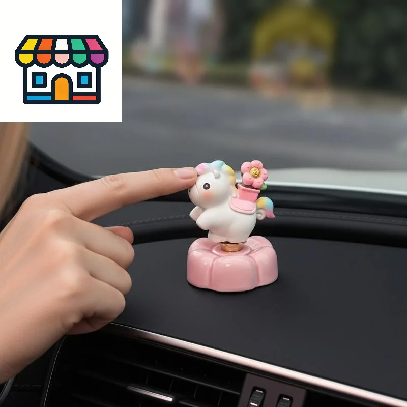 New Lucky Horse Car Dashboard Ornament Cute Rocking Pony Figurine