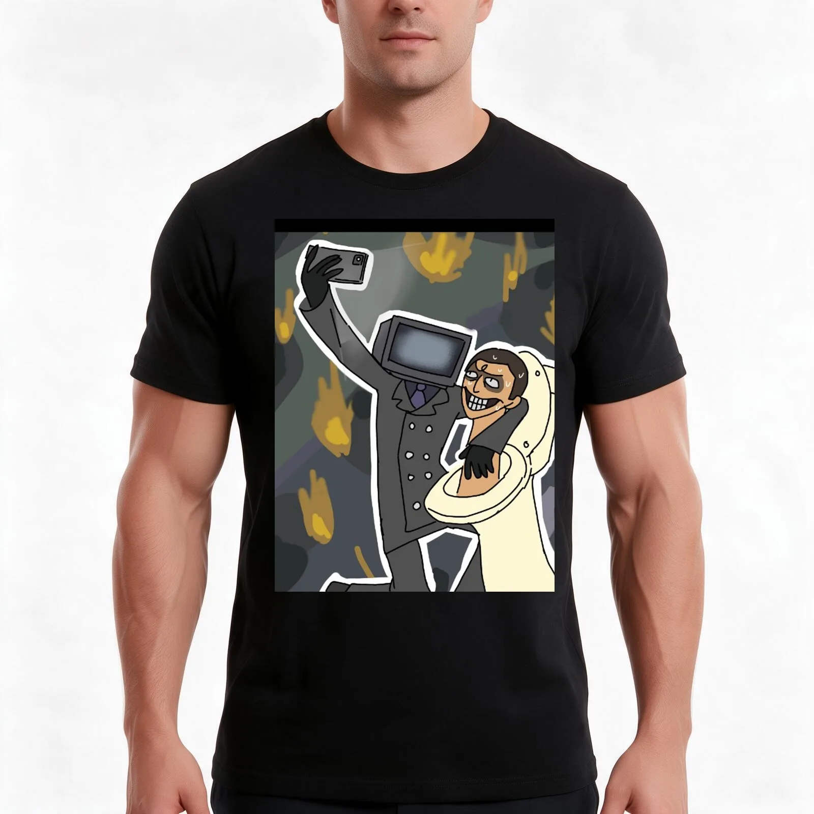 skibidi toilet Graphic T-Shirt, Summer Casual Cotton Tee, Oversized Streetwear Tops, Vintage Graphic Print, Unisex Men Women