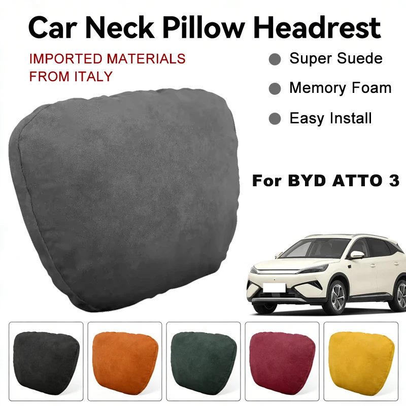 

Italy Suede Car Neck Rest Pillow For BYD ATTO 3 Seat Head Neck Support Cushion Auto Interior Parts