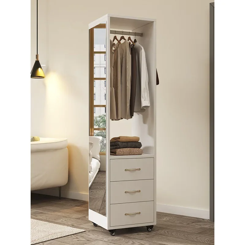 Solid wood dressing mirror, fitting mirror, integrated mirror, hanger, living room, bedroom, rotating storage, multi-functional