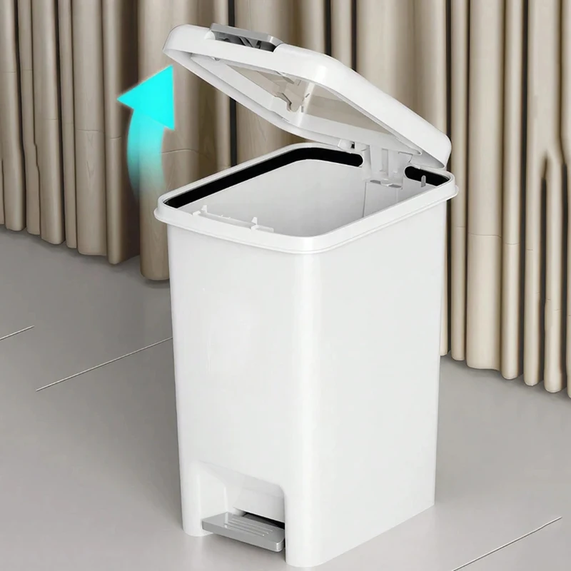 8/10/15/20L Kitchen Pedal Trash Can Wastebasket with Lid Square Storage Plastic Bin Press-Type Garbage Bins Kitchen Accessories