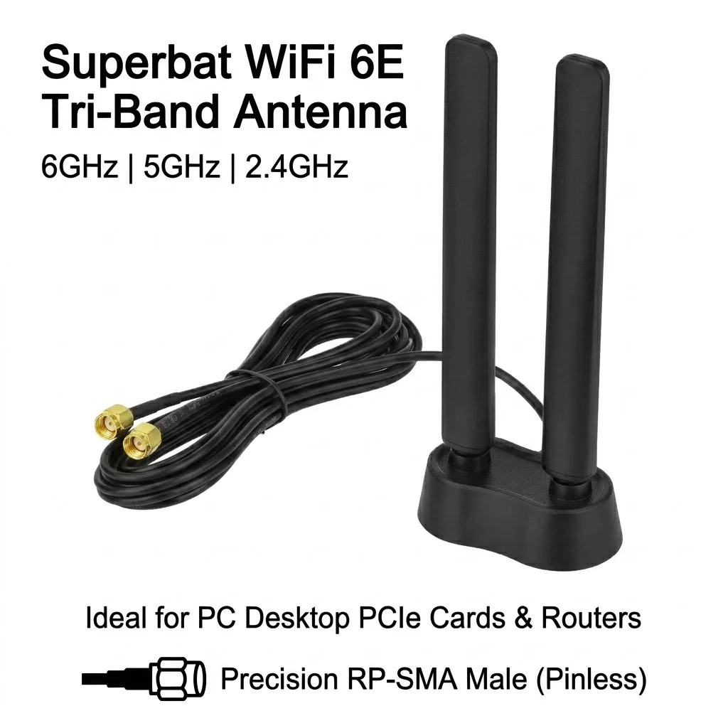 

Трехдиапазонная антенна Superbat WiFi 6E, 6 ГГц, 5 ГГц, 2,4 ГГц, 6,0 дБи, игровая всенаправленная для ПК, настольного компьютера, карта PCIe WiFi 6E