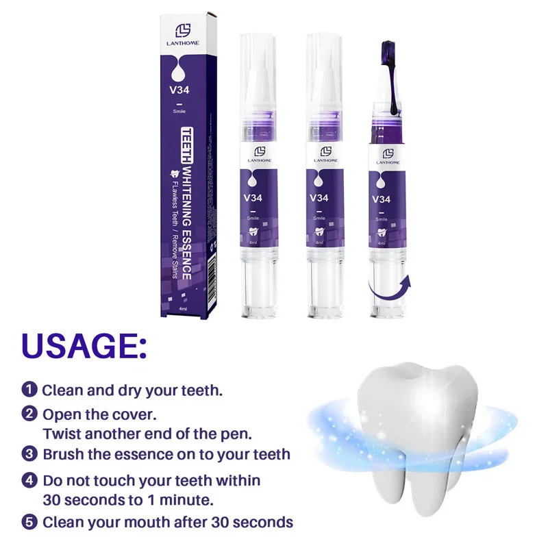 Stylo de blanchiment des dents V34, bandes de blanchiment 5D, élimine la plaque dentaire, SAF, hygiène buccale, propre, outils de blanchiment dentaire, soins dentaires