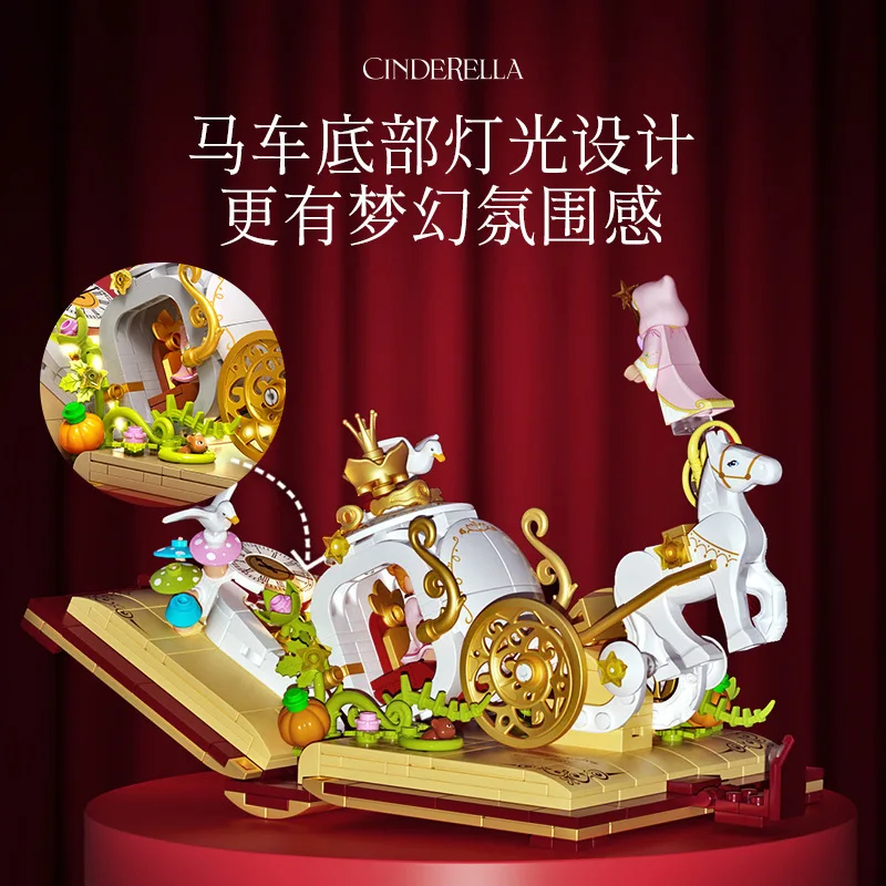 Wekki 506173 Fairy Tale Book：Cinderella Model lighting Street View Series DIY Toys Building Blocks GIRL GIFT 600Pcs