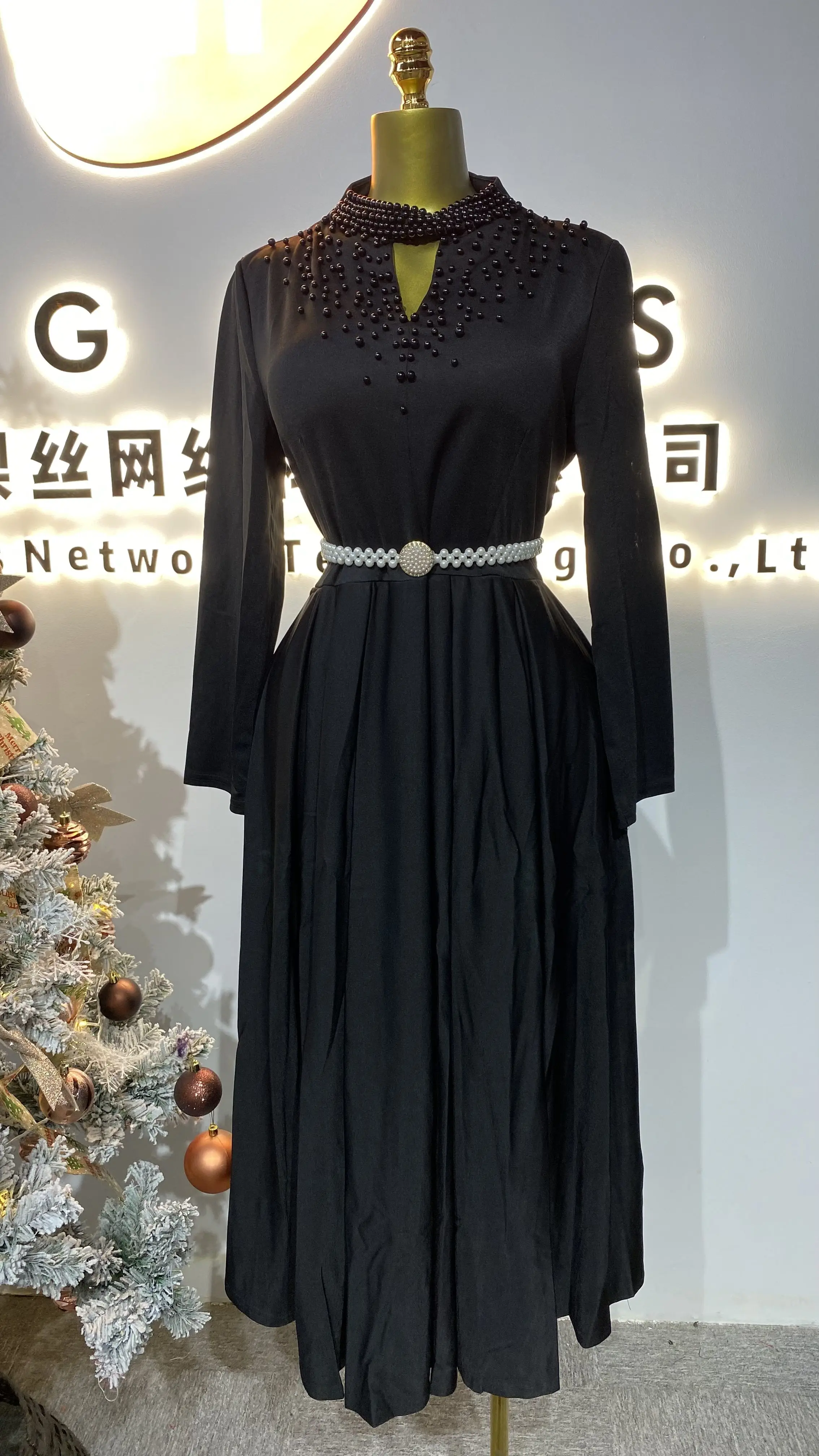 

2025 Custom Solid Color Long Sleeve Dress Women Wholesale O Neck Plus Size Women's Clothing-GZMM131