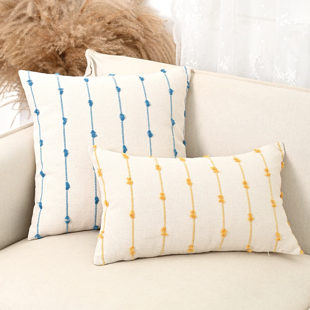 BUYNOW 1 Stück Bohemian Gestreifter Kissenbezug Vintage Einfach Klassisch Wohnzimmer Sofa Kissenhülle Heim Schlafzimmer Deko Cojines Para Sal