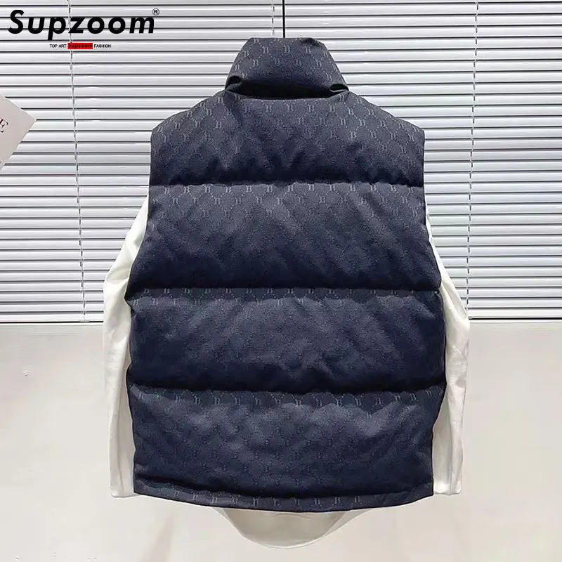 Supzoom-Chaleco de algodón con cuello alto y letras bordadas para mujer, chaleco cálido de plumón grueso, novedad de 2023