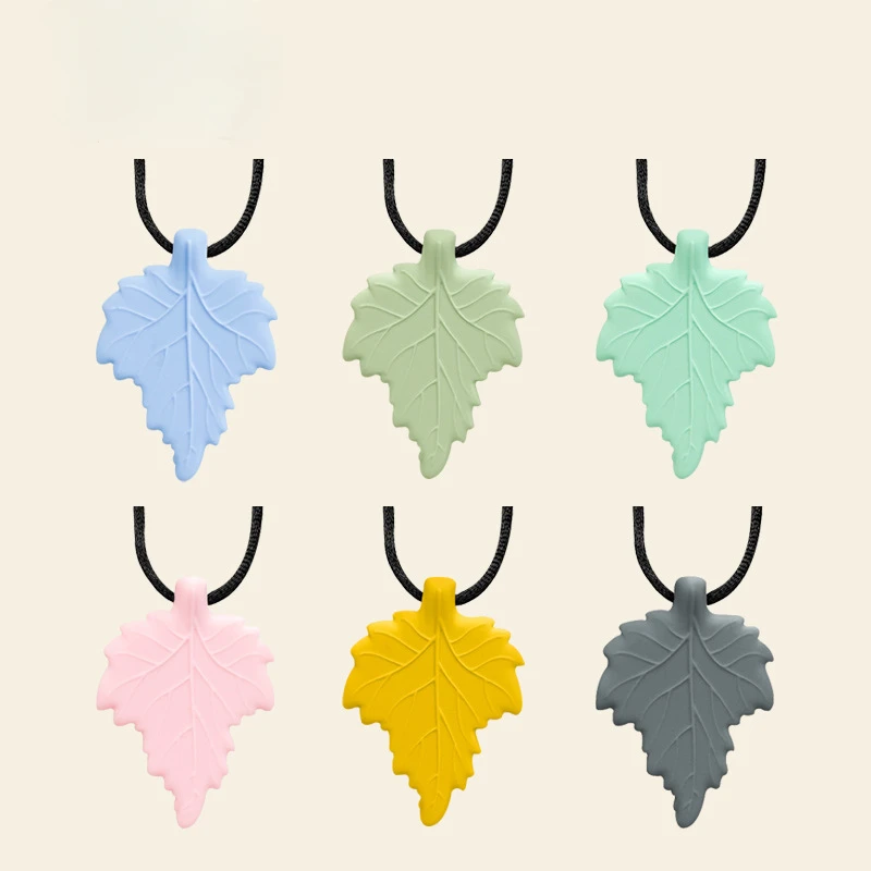 

Baby lanyard multi-color silicone leaf teether food grade leaf pendant necklace teething stick baby pacifier chain accessories