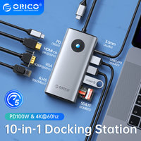 ORICO USB HUB Docking Station Type C HUB to 4K60Hz HDMI Compatible USB 3.0 Adapter SD TF Splitter RJ45 PD100W Charge For Mac Pro